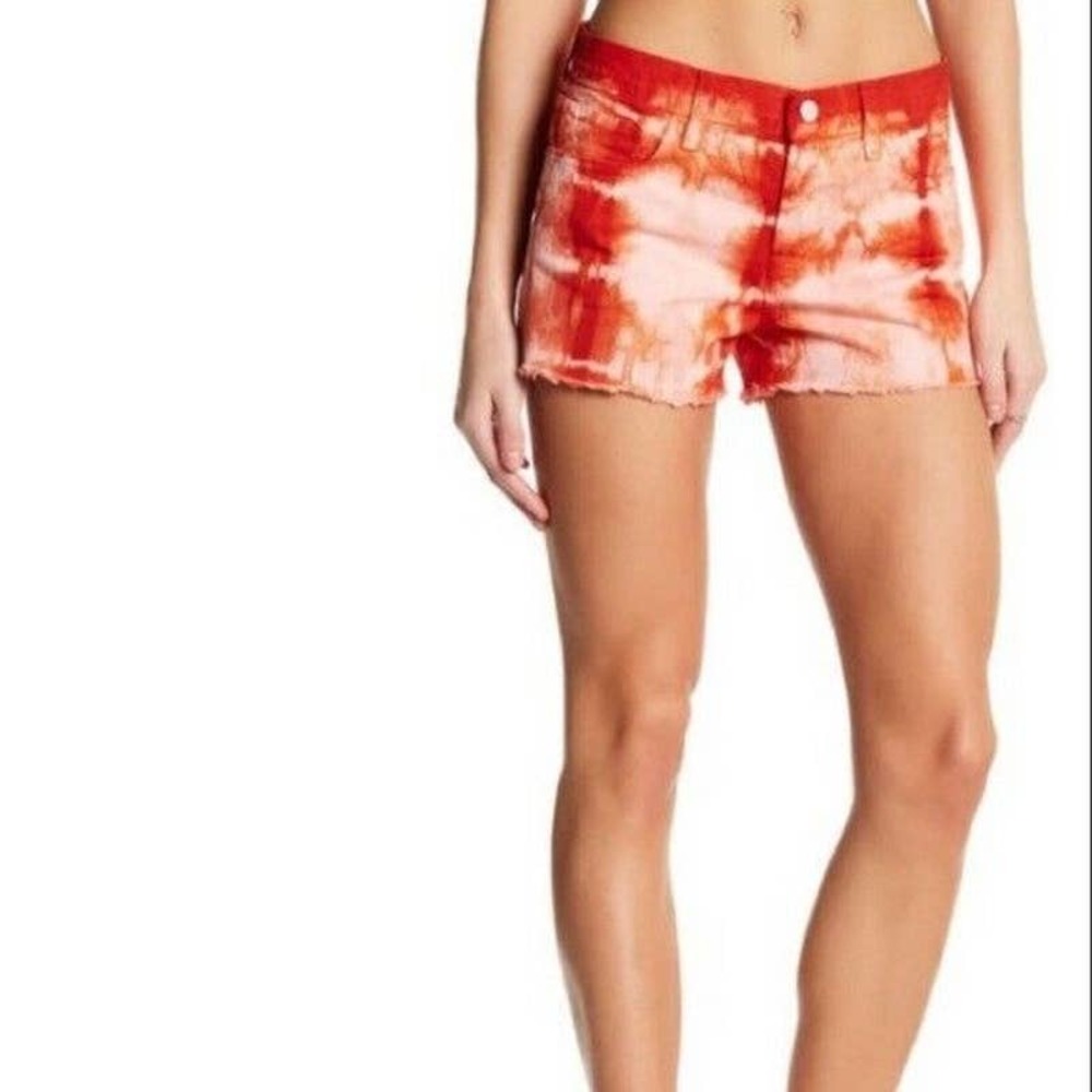 J Brand Cherry Tomato Tie Dye Denim Shorts - Picture 2 of 10